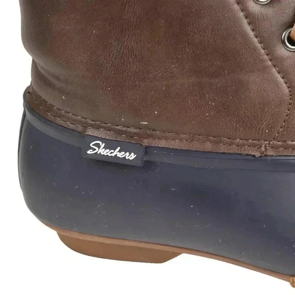Skechers Rubber Pond Washed Out Duck  Boots Waterproof Blue Brown Size 8 - Picture 2 of 9
